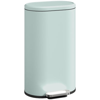 HOMCOM 30L Slim Pedal Bin Soft-Close Lid Green