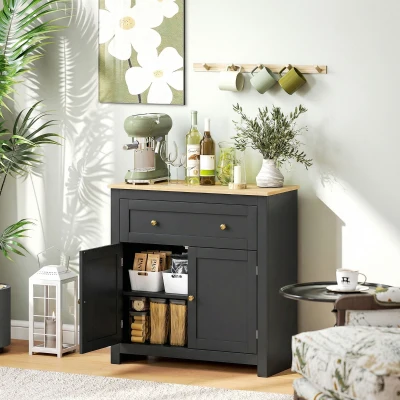 HOMCOM Sideboard Storage Cabinet with Drawer Black