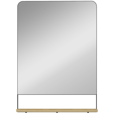 HOMCOM Wall Mirror with Wood Shelf Black