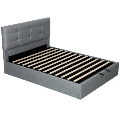 HOMCOM King Ottoman Bed Gas Lift Storage Grey 5ft