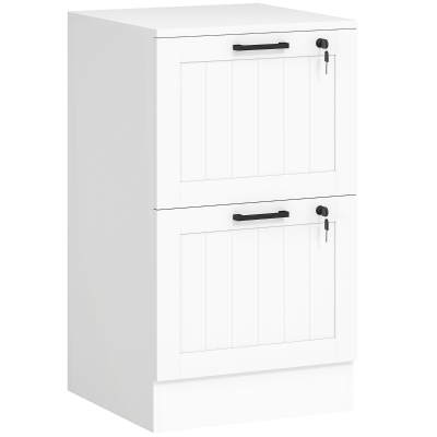 HOMCOM Filing Cabinet 2-Drawer Lockable Office Storage White