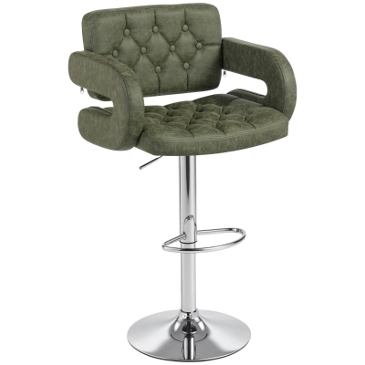 HOMCOM Swivel Bar Stool PU Leather Adjustable Green