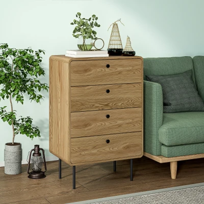 HOMCOM Modern Chest of Drawers 4-Drawer Oak