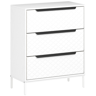 HOMCOM Dresser 3-Drawer Fabric with Aluminium Handles White