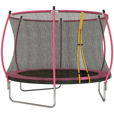 SPORTNOW 10ft Trampoline with Enclosure Net Pink