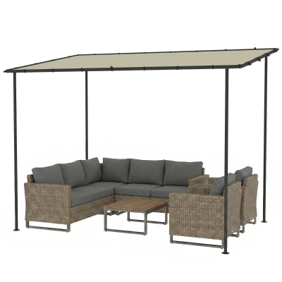 Outsunny Pergola Adossée 3x2m Métal Crème avec Drainage