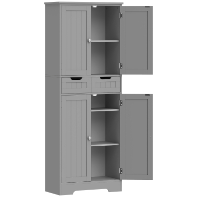 HOMCOM Mueble de baño con cajón, armario con puertas, estante ajustable, 60 x 30 x 160 cm, gris