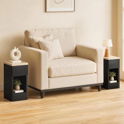 HOMCOM Modern Storage Bedside Tables Set of 2 Black