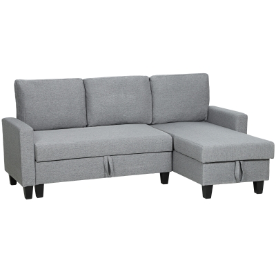 HOMCOM 3-Seater Storage Sofa Bed - Grey