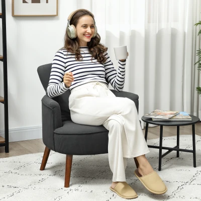 HOMCOM Retro Corduroy Accent Chair - Black