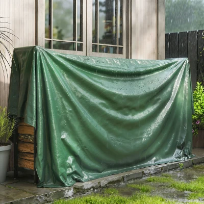 Outsunny 3 x 4m Waterproof Tarpaulin, 90GSM Tear-Resistant PE Tarp with Reinforced Grommets, UV Protected Cover