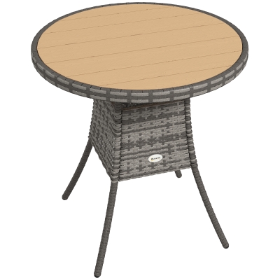 Outsunny Rattan Garden Table Wood-Effect Natural Finish