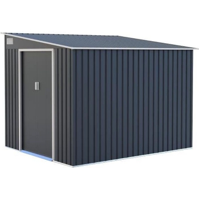Abri de jardin en métal 5,5 m² - 215 x 257 x 193 cm - TORONTO - Kit d'ancrage inclus, 2 portes coulissantes - Gris