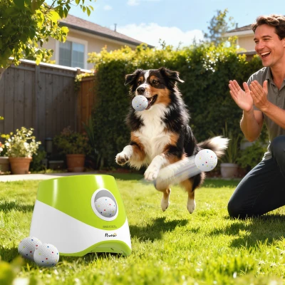 PawHut Automatic Dog Ball Launcher 3 Distance Settings Green