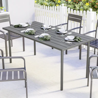 Outsunny Tavolo da giardino 165cm x 80cm x 74cm Grigio scuro