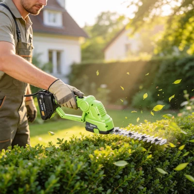 Outsunny 2-in-1 Draadloze Heggenschaar Elektrische Heggen- & Struikschaar met 20/10 cm Snijlengte, Oplader