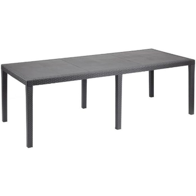 Table a manger de jardin QUEEN effet rotin - Anthracite - 220 x 90 x 72 cm