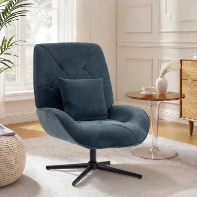 HOMCOM Swivel Accent Chair Chenille High Back Dark Green