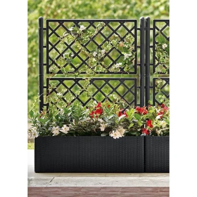 STEFANPLAST Bac a fleurs/Jardiniere NATURAL DELUXE avec treillis - 100 x 43 x H142 cm - 90 + 6,5 L dans la réserve - Anthracite