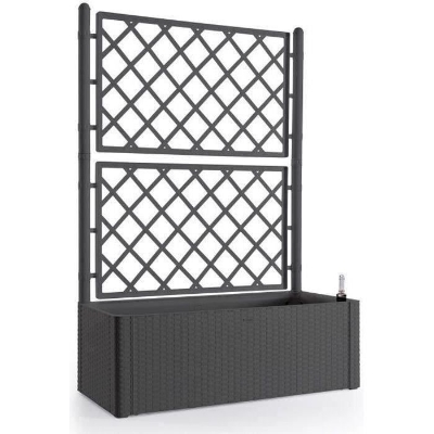 STEFANPLAST Bac a fleurs/Jardiniere NATURAL DELUXE avec treillis - 100 x 43 x H142 cm - 90 + 6,5 L dans la réserve - Anthracite