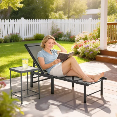 Outsunny Reclining Sun Lounger Black