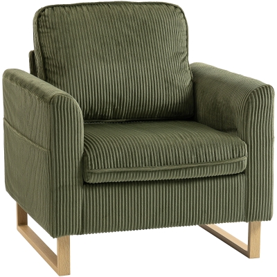 HOMCOM Accent Chair Metal Legs Modern Living Room Dark Green
