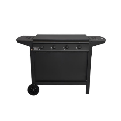 Barbecue a gaz - GRILL GARDEN - Noir - 4 brûleurs - Avec capot de protection - Allumage Piezo électrique
