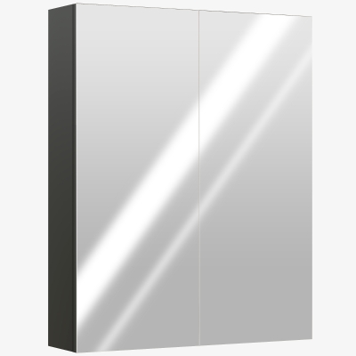 HOMCOM Pensile Bagno 2 Ante con Specchio e 2 Ripiani Interni Nero