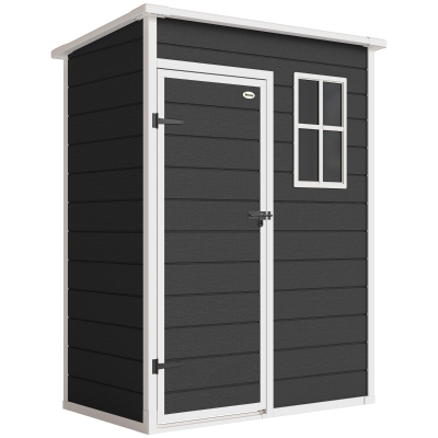 Outsunny Garden Storage Shed Lockable Door Black 5'x3'