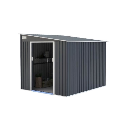 Abri de jardin en métal 5,5 m² - 215 x 257 x 193 cm - TORONTO - Kit d'ancrage inclus, 2 portes coulissantes - Gris