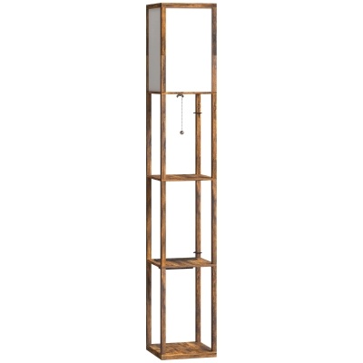 HOMCOM Floor Lamp with Shelves Rustic Brown