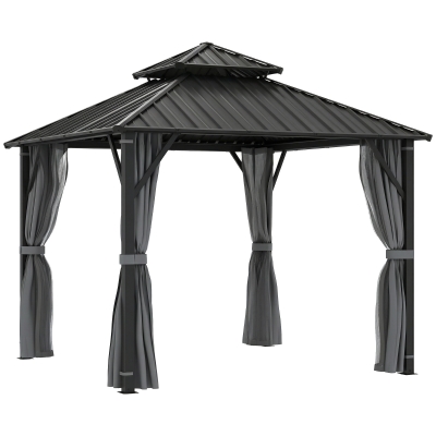 Outsunny Hardtop Gazebo Metal Roof Grey 3x3m