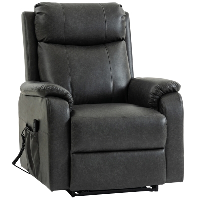 HOMCOM Fauteuil Releveur Électrique Simili Cuir Noir Seniors
