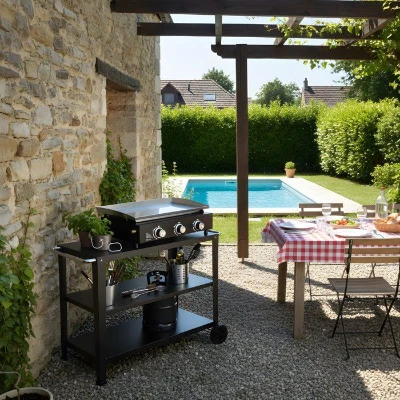 Plancha a gaz - Cookingbox - Cuenca - 3 brûleurs - Surface de cuisson : 61 x 35 cm - Cuve en acier