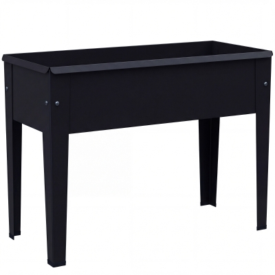 Outsunny Metal Raised Planter with Drainage, Black