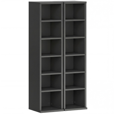 HOMCOM CD Media Tower Rack Set Adjustable Shelves Black