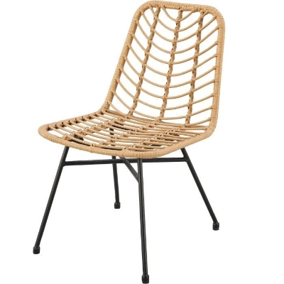 Lot de 2 chaises de jardin KOMODO - Imitation rotin naturel - Structure acier -  L48  x P 47 x H 88 cm