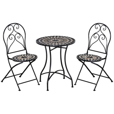Outsunny 3-Piece Bistro Set Metal Mosaic Patio Balcony