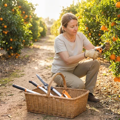 Outsunny Conjunto de Jardinagem 4 Peças com Tesouras Cortarramos Tesouras de Poda e Serra Dobrável Prata e Laranja