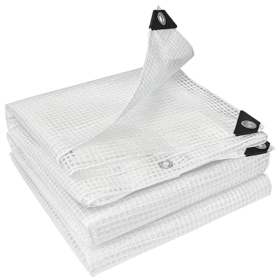 Outsunny Lona impermeable 4 x 6 m 140g/m² Lona de tejido robusta resistente al desgarro resistente a los rayos UV lona protectora con ojales reforzados Blanco