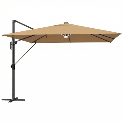 Outsunny Cantilever Parasol 360° Rotation Khaki 3x3m