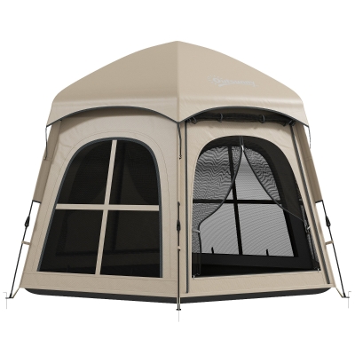 Outsunny Pop-Up Camping Tent 3-4 Person Waterproof Khaki