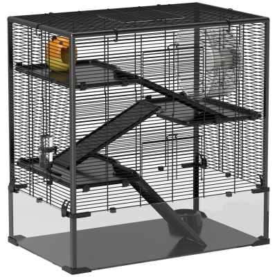 PawHut Gabbia per criceti nani 78,5cm x 48,5cm x 80cm Nero