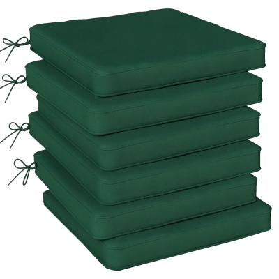 Outsunny Set of 6 Chair Cushion Seat Pads Dining Chair w/ Straps, Indoor Outdoor Removable Tie On Garden Patio, Green