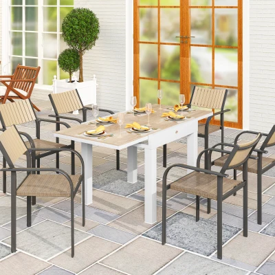 Outsunny Tavolo da pranzo da giardino 160x80x75cm Grigio chiaro