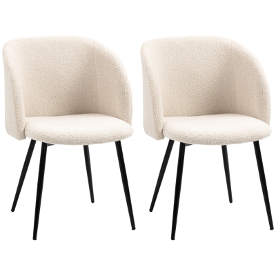 HOMCOM Chaises Salle Manger Tissu Beige Noir x2