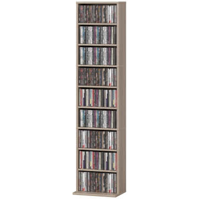 HOMCOM Étagère CD/DVD Bois Naturel 260 CD 33x24x140cm