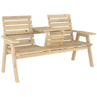 Outsunny Convertible 2-3 Seater Garden Bench Natural Wood