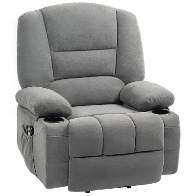 HOMCOM Fauteuil Relax Électrique Massage Chaleur Gris Ajustable