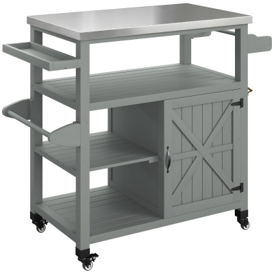 Outsunny Carrello barbecue 107 x 49.5 x 92.5 cm Grigio